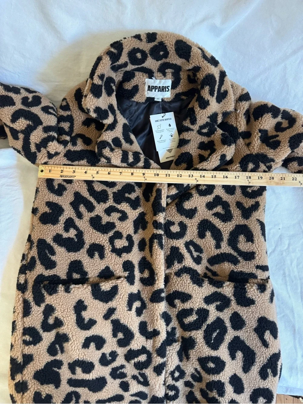 Apparis Leopard Print Teddy Faux Shearling Coat - Tan & Black - Picture 4 of 8